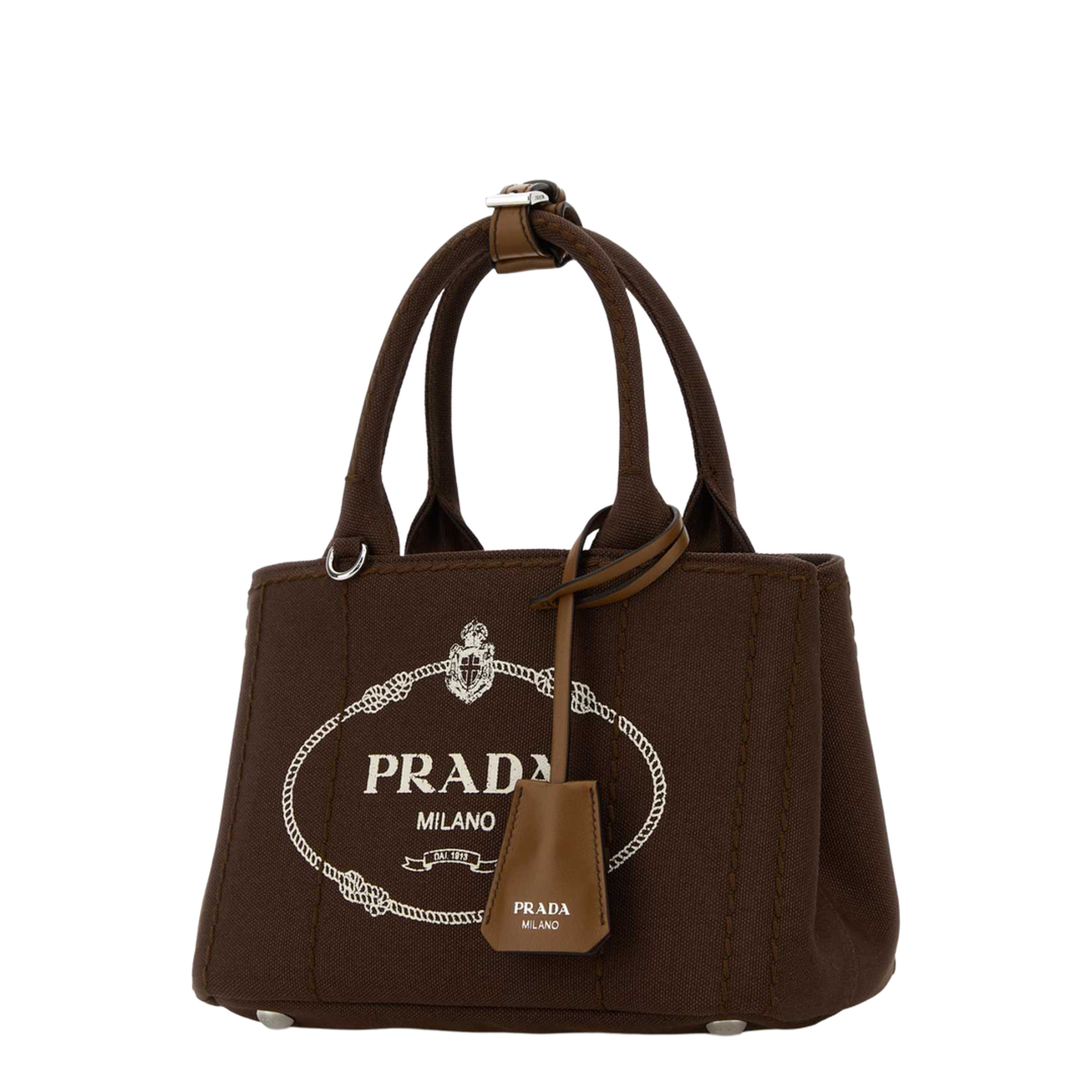 Brown Canvas Mini Jardinière Handbag - Image 2