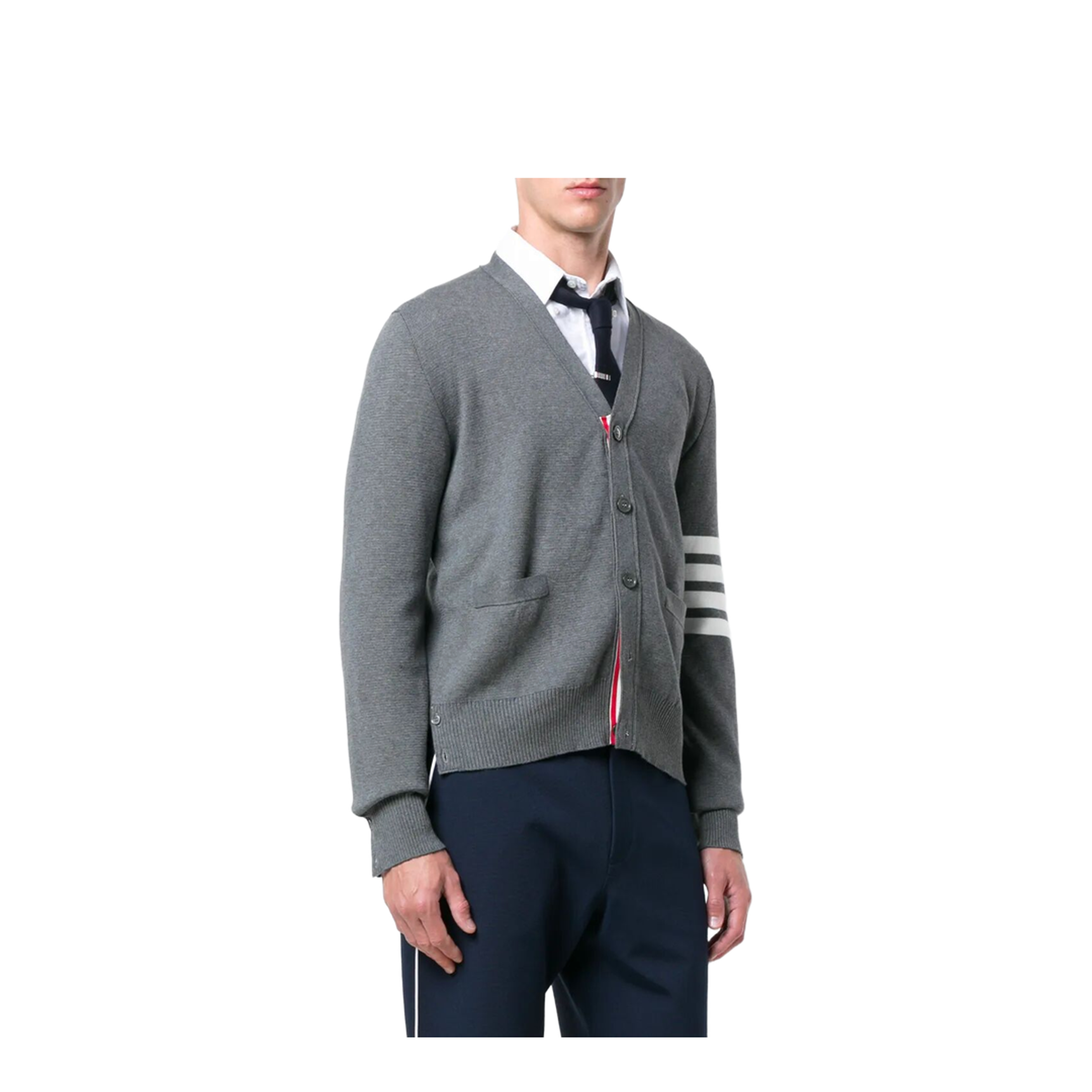 4-Bar V-Neck Cotton Cardigan - Image 3