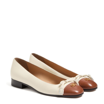 Off-White Brown Leather Toe Cap Tassel Detailing Gold-Tone Logo Accent Low Block Heel - Image 5