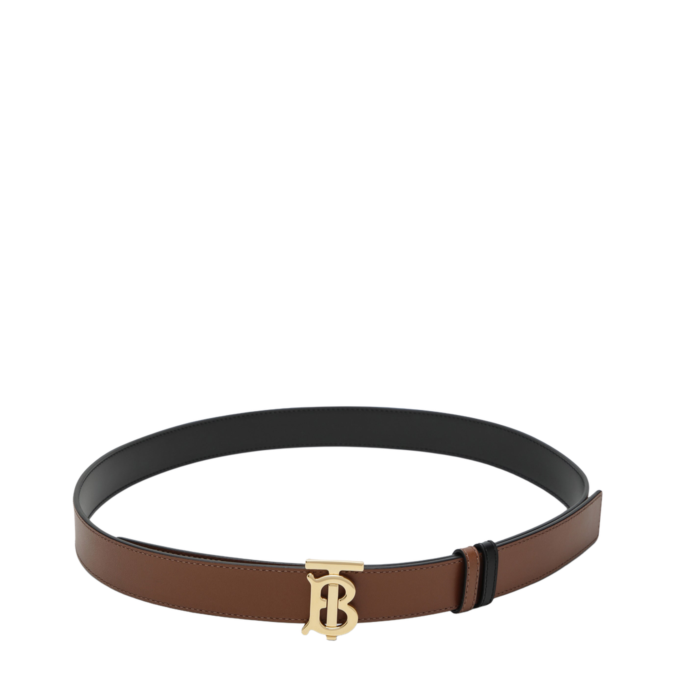 Reversible Tb Leather Belt In Black And Tan - Image 2