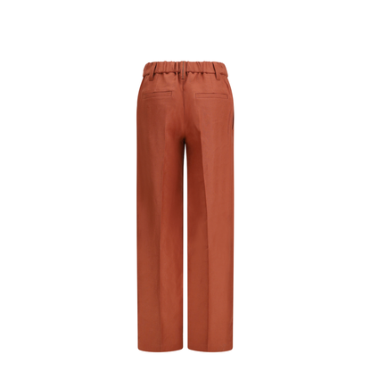 Wide-Leg Pants in Linen with Elastic Waistband and Belt Loops - Image 2