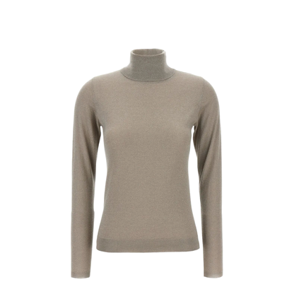 Sparkling Cashmere and Silk Lightweight Turtleneck Sweater - Image 1