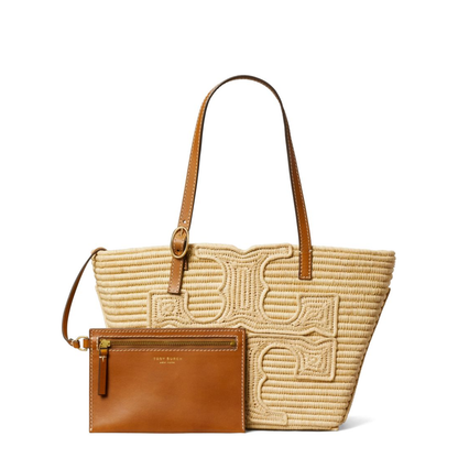 T Monogram Woven Tote Jacquard Raffia - Natural - Image 3