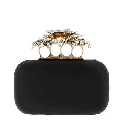 Carnation Knuckle Clutch in Black - Image 1