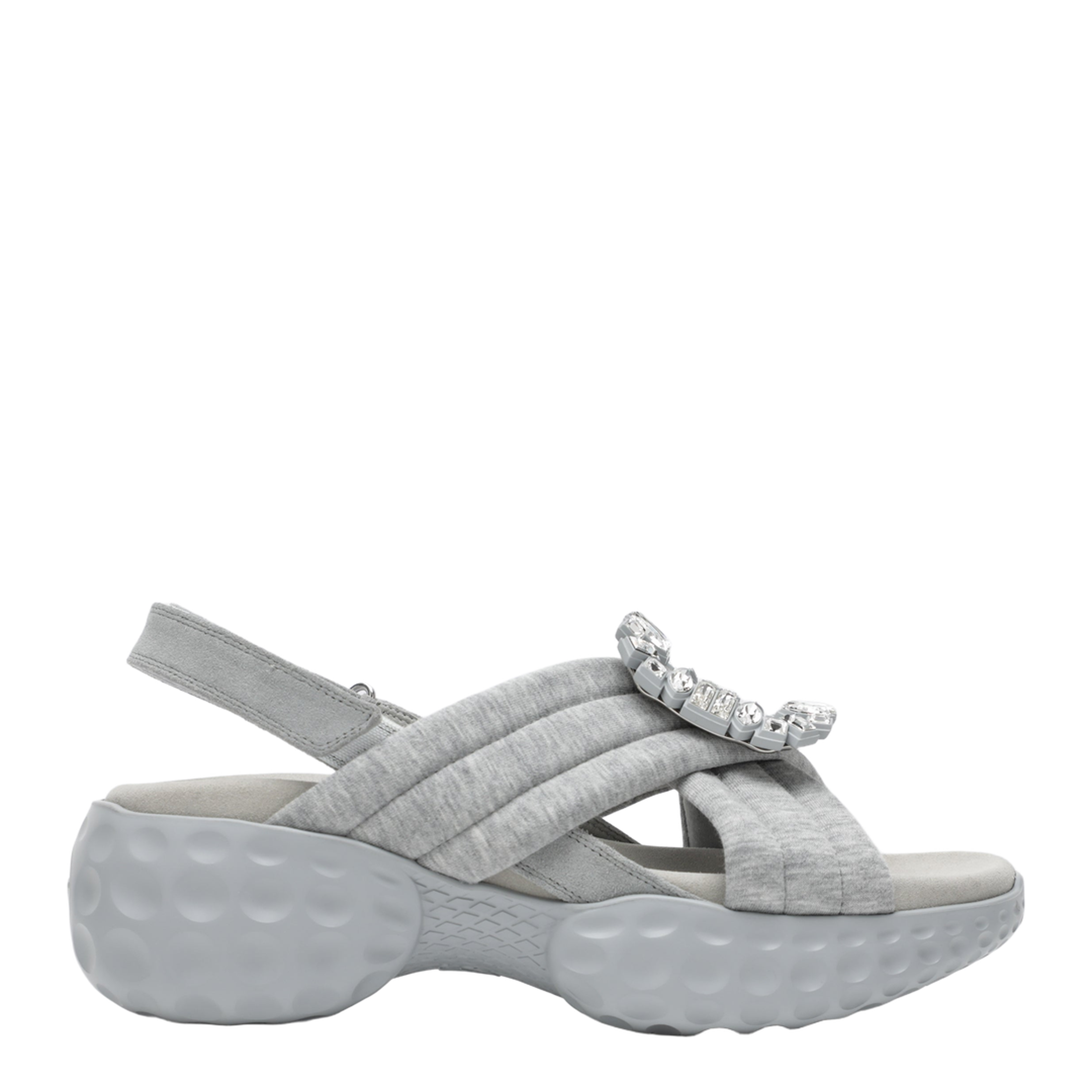 Run Slingback Sandals Grey with Crystals - Image 1