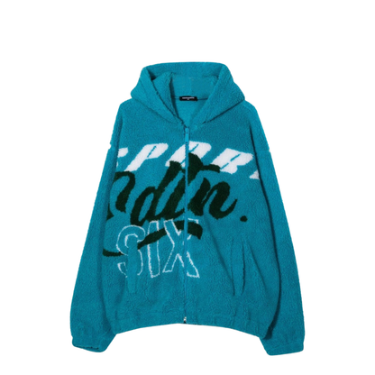 Jacquard Fur Hoodie with Zip - Image 1