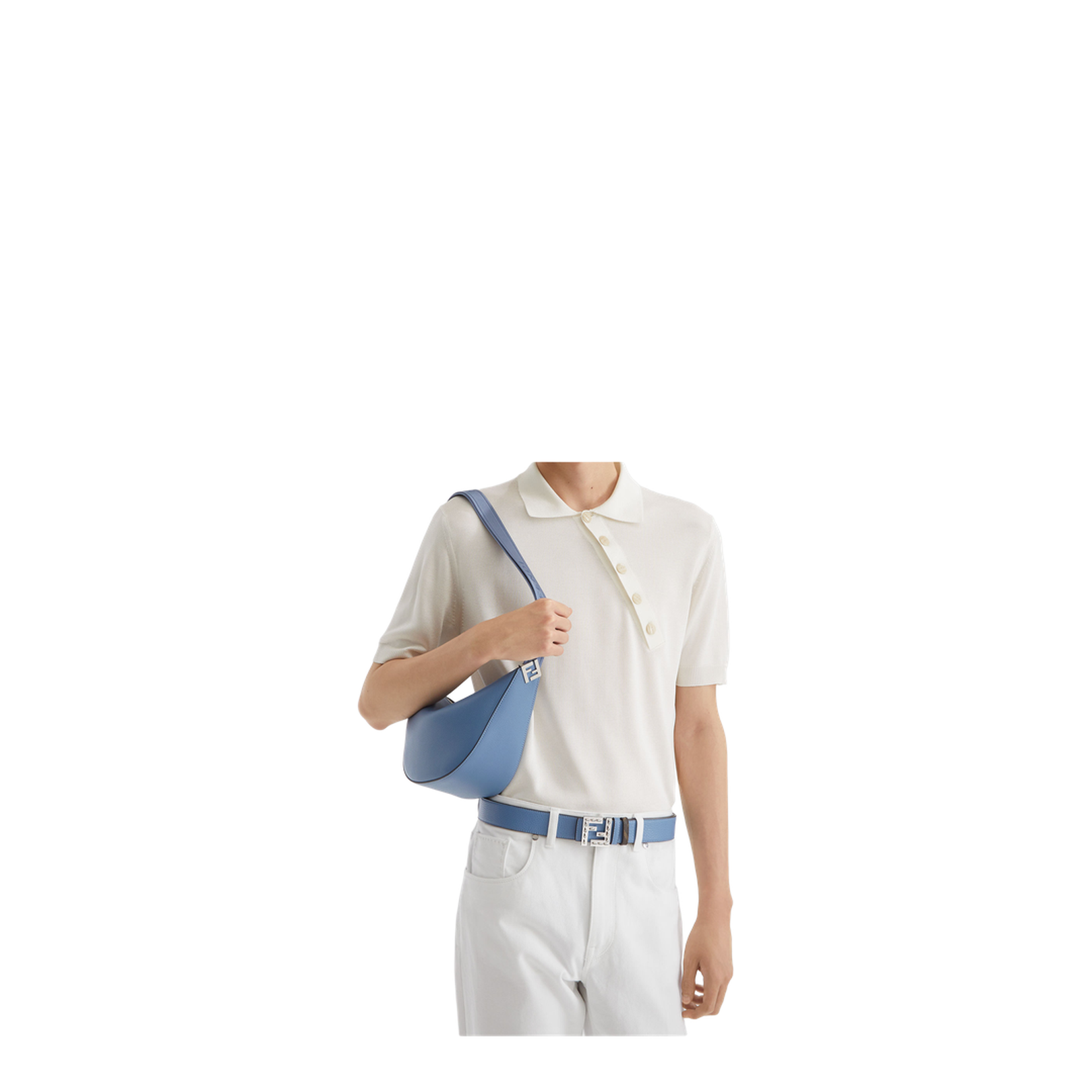 Fendi Roma Leather Fendi Melon Small
Blue Leather Bag - Image 4