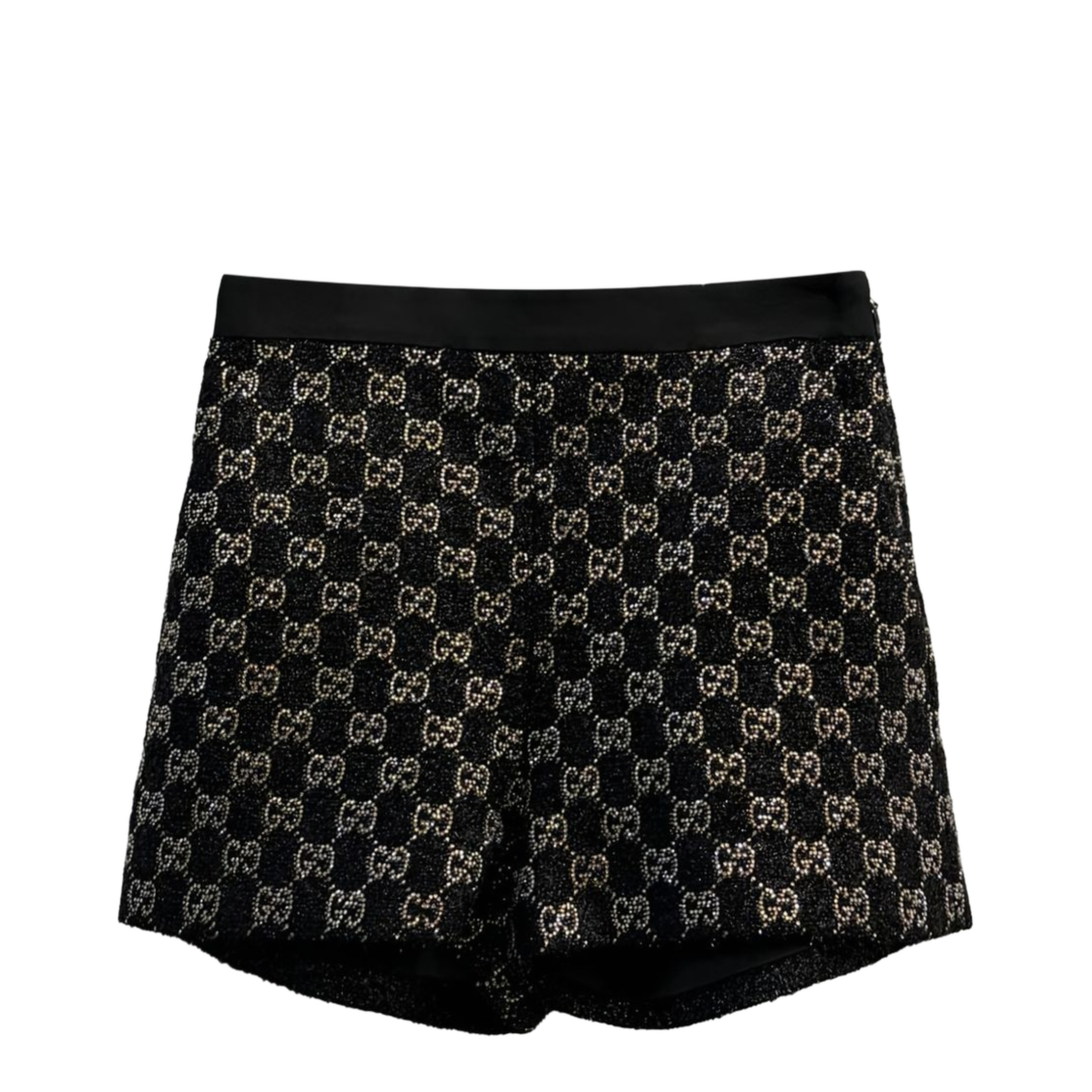 Embroidered Wool Tweed Lamé Shorts - Image 1