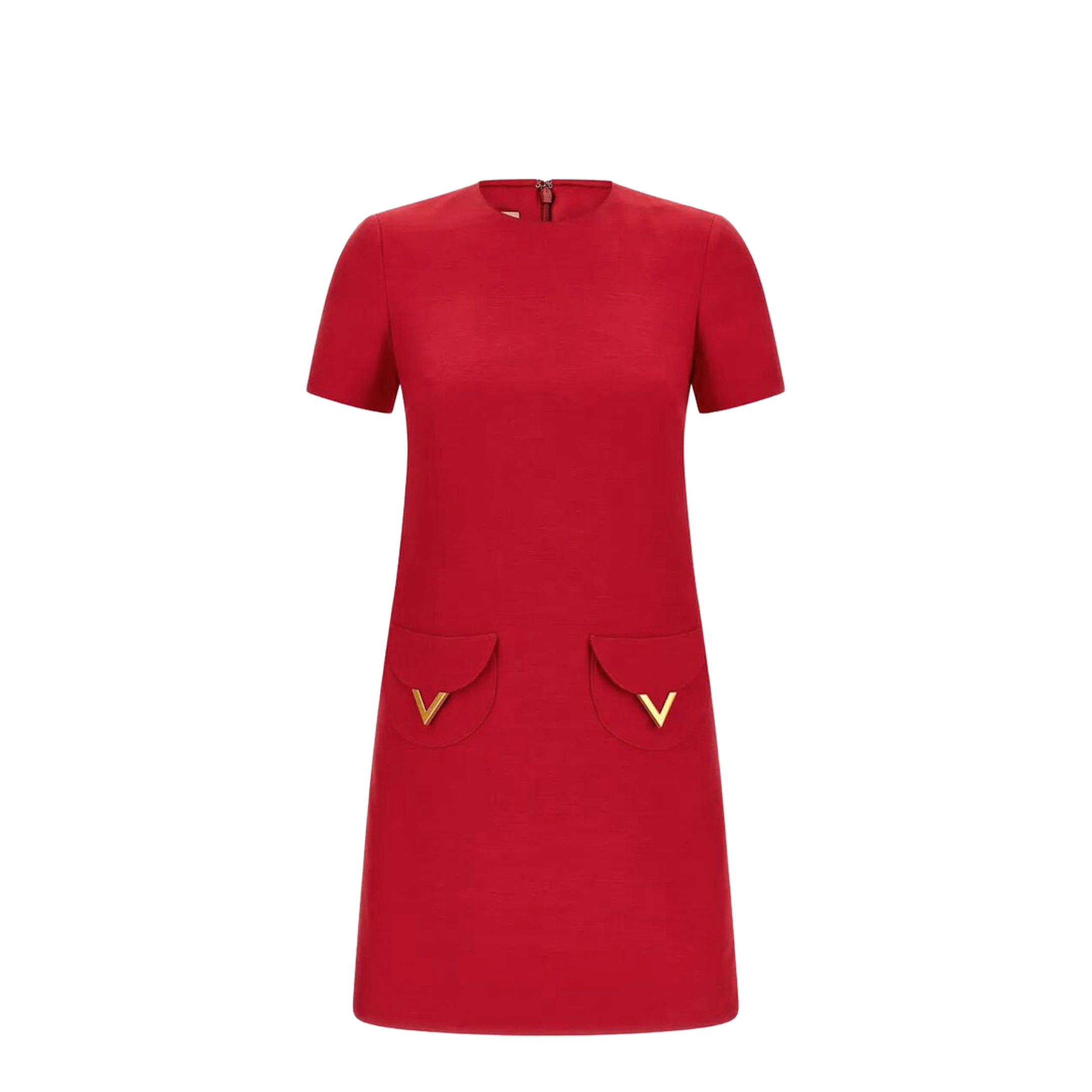 VLogo Wool and Silk Mini Dress - Red - Image 1