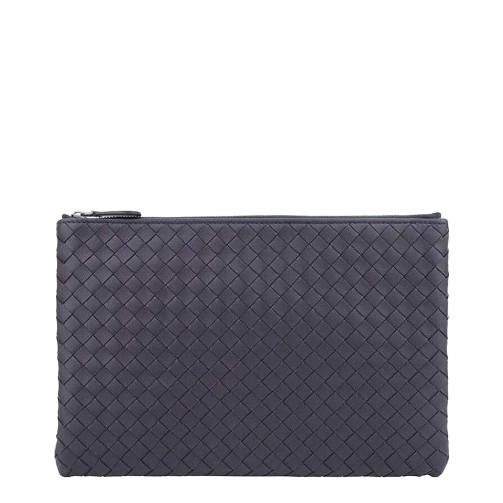 Intrecciato Leather Clutch Bags - Navy Blue - Image 1