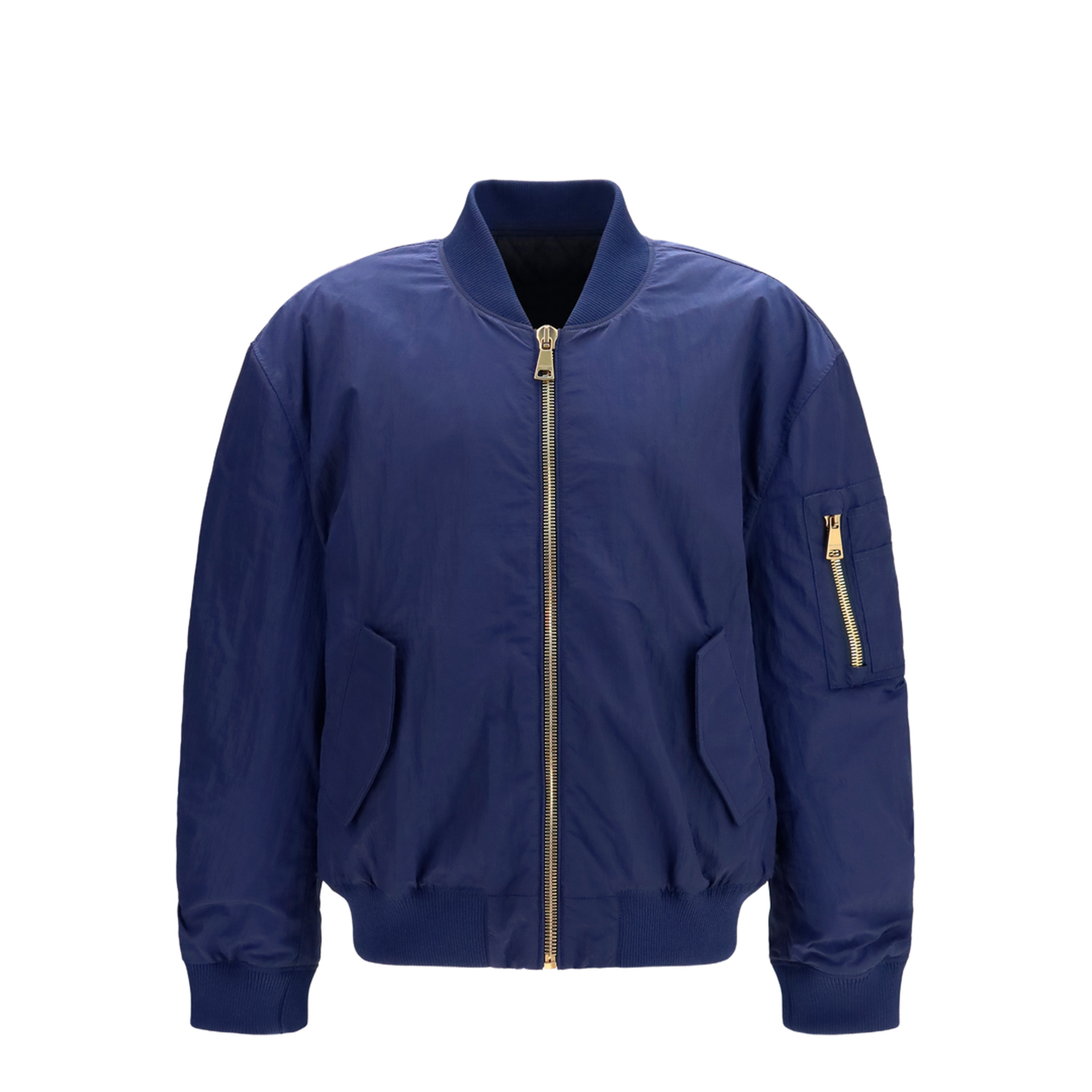 Nylon Bomber Jacket with Embroidered Back Logo - Image 1