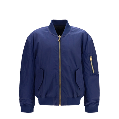 Nylon Bomber Jacket with Embroidered Back Logo - Image 1