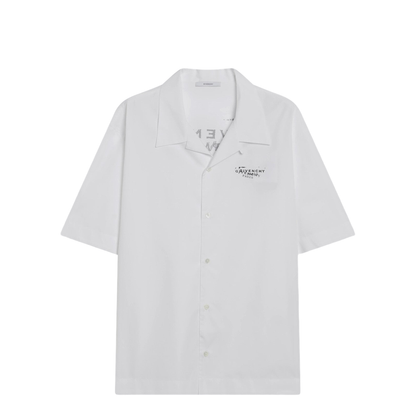 White Poplin Shirt with Logo Print - Image 1