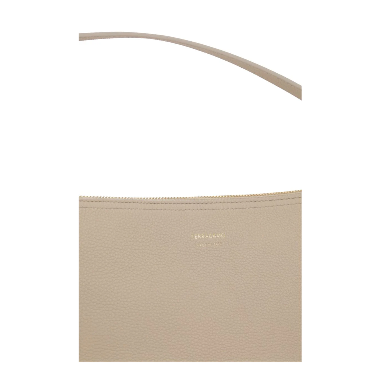 Hobo Bag in Beige Grained Leather - Image 3