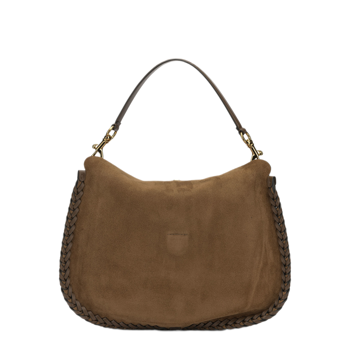 Pony with Threading Maxi Suede Shoulder Bags - Brown - Image 3