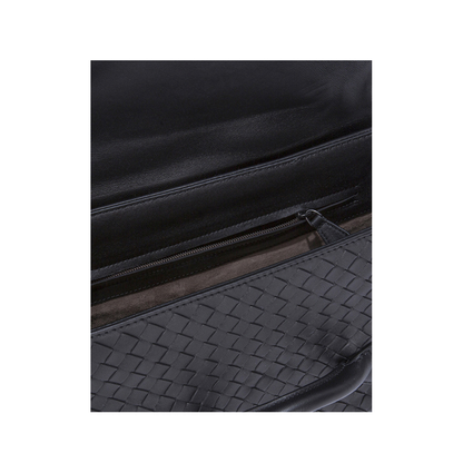 Intrecciato Leather Shoulder Bags - Black - Image 4