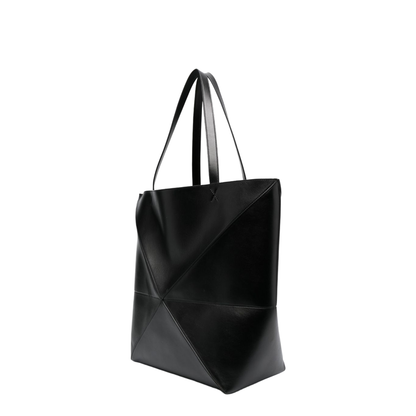 Puzzle Fold XL Shiny Calfskin Tote - Black - Image 5