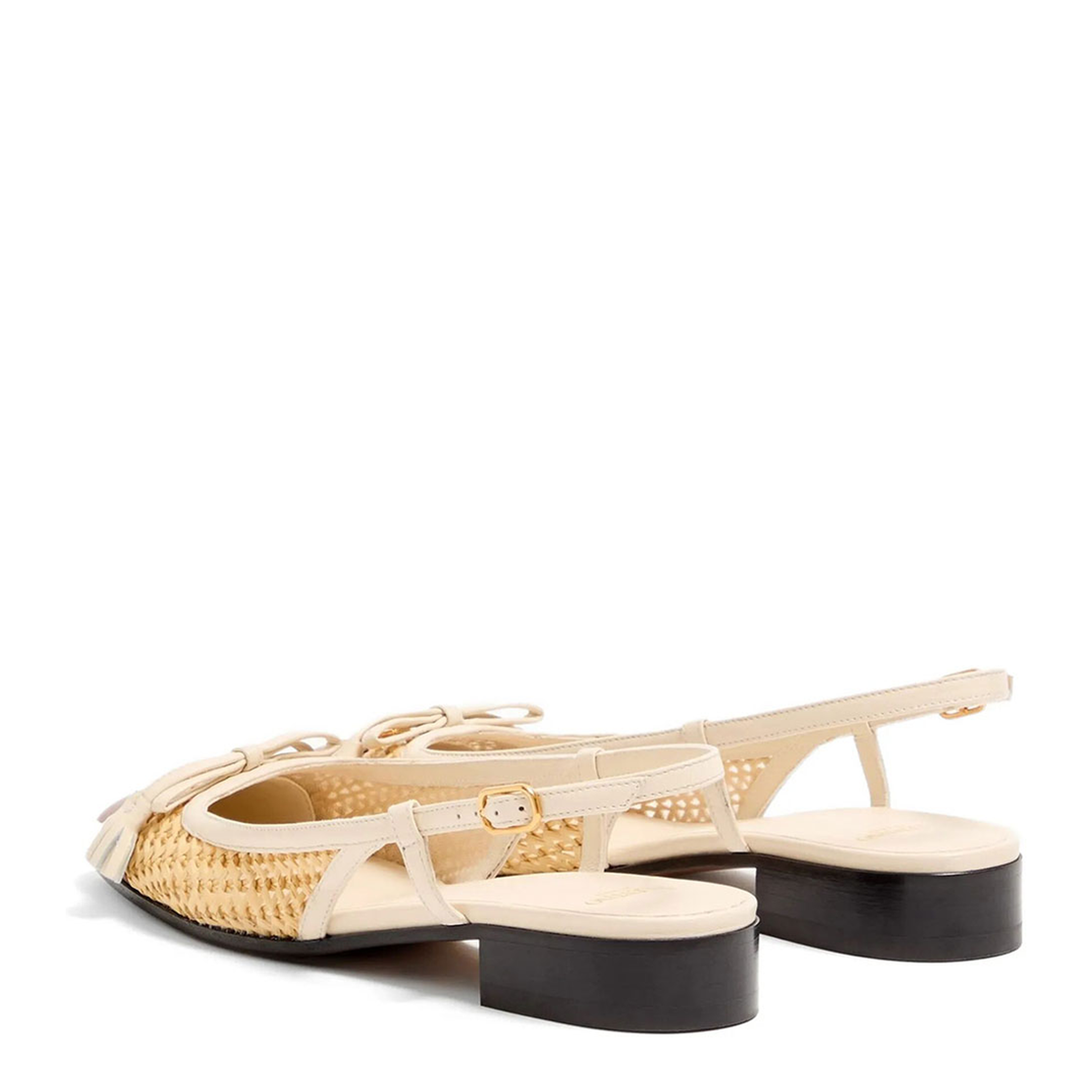 Leather and Raffia Slingback Ballerinas - Image 4