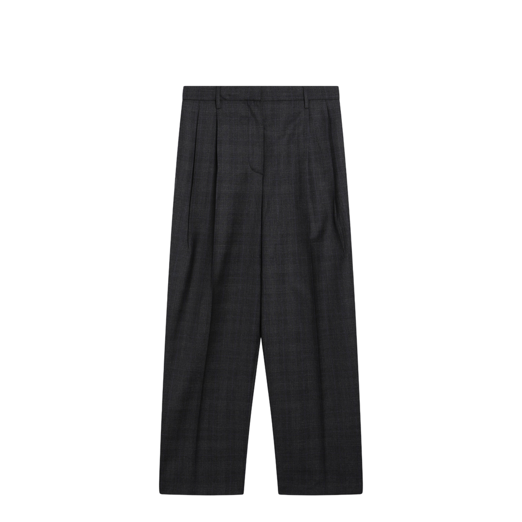 Grey Wool Trousers with Check Pattern - Image 1