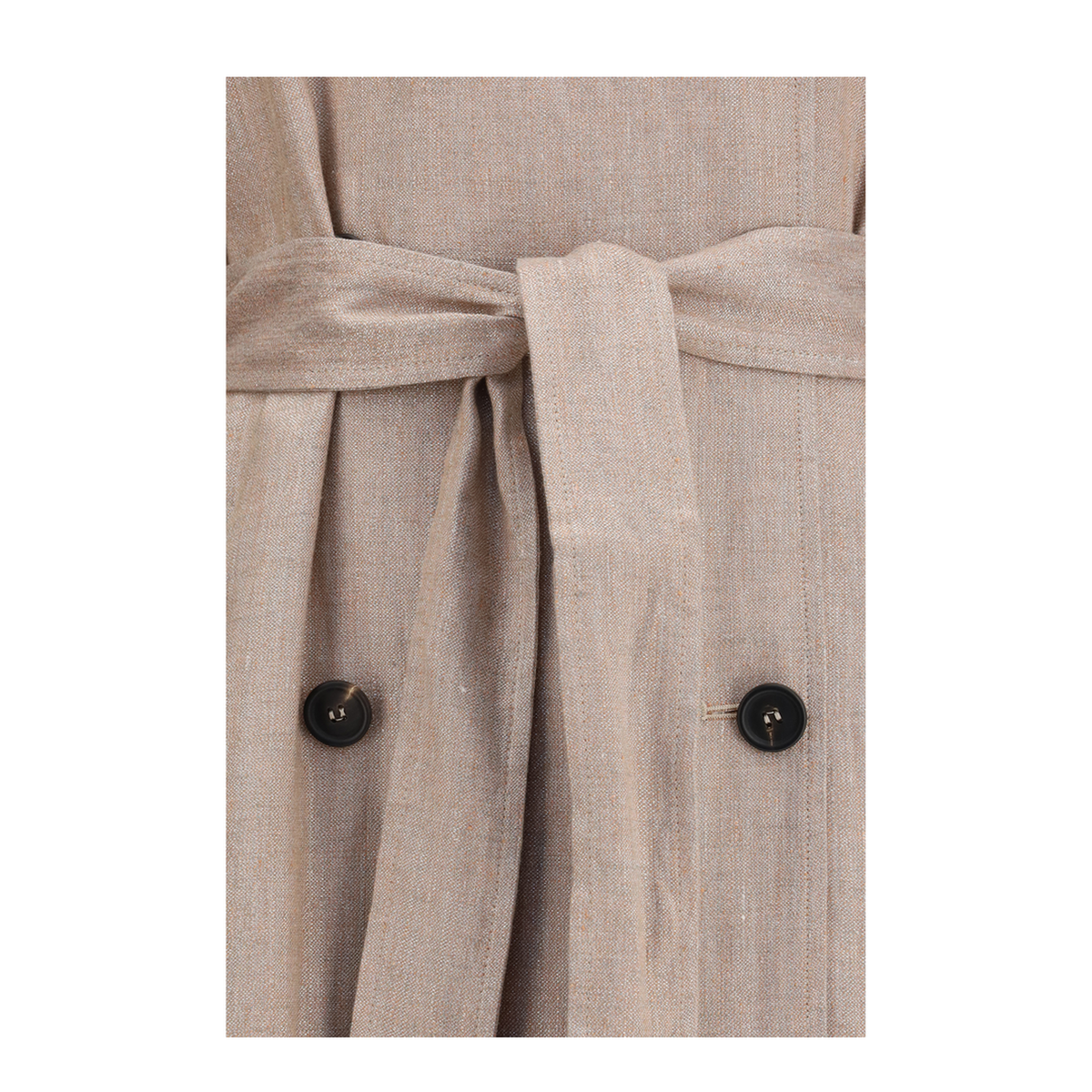Linen Trench Coat With Lurex - Image 3