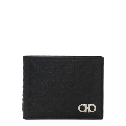 Gancini Grained Calf Leather Bifold Wallet With ID Window - Black - Image 2