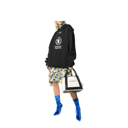 Navy Small Cabas in Beige - Image 3