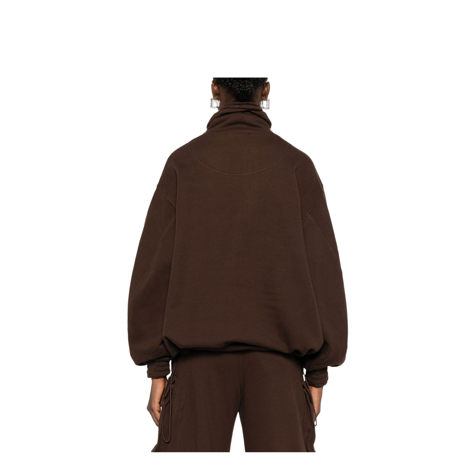 Brown Cotton Anorak Sweatshirt - Image 4