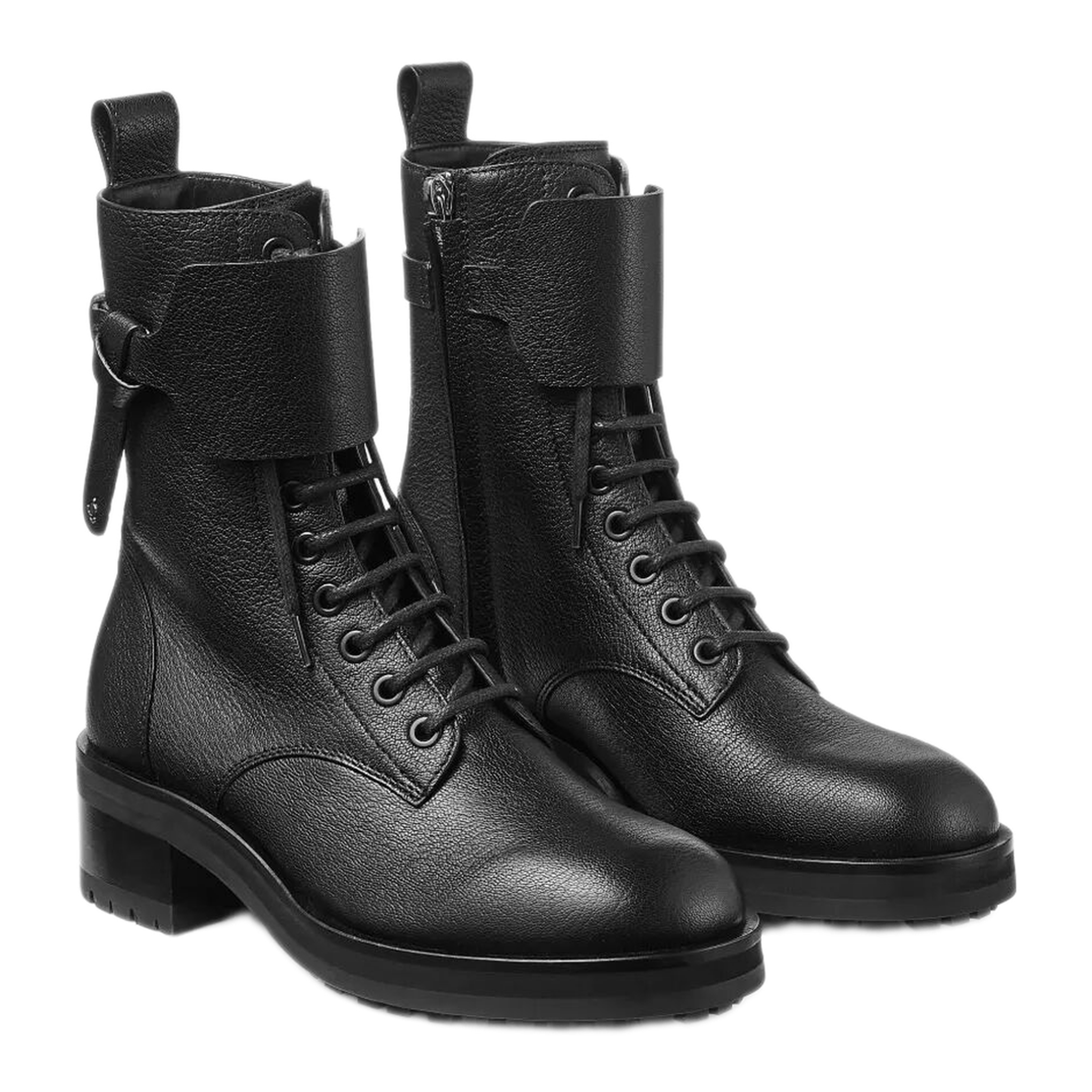 Leather Lace-Up Combat Boots - Image 2