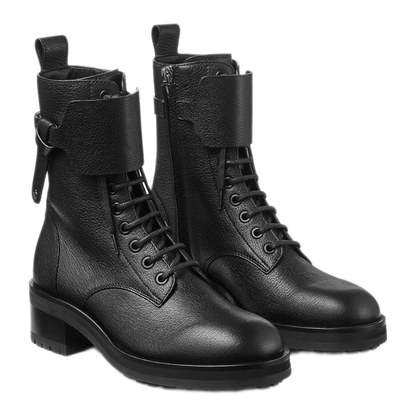 Leather Lace-Up Combat Boots - Image 2