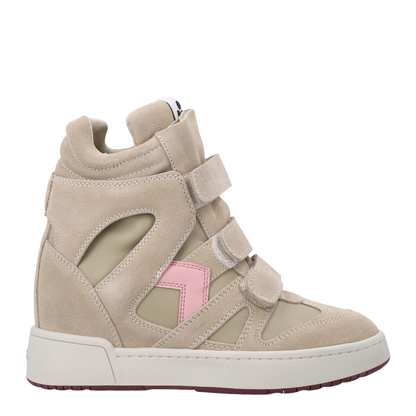 Bekett wedge sneakers in beige/pink suede - Image 1