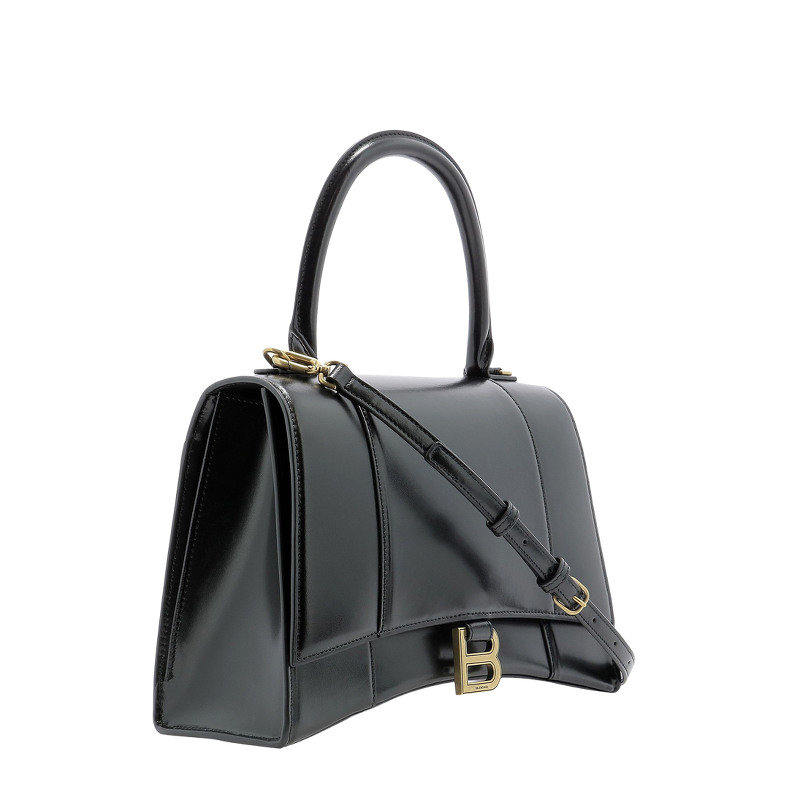 Hourglass Leather Handbag Black - Image 3