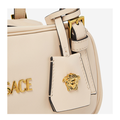 Tag Bowling Hand Bag Leather Beige - Image 4