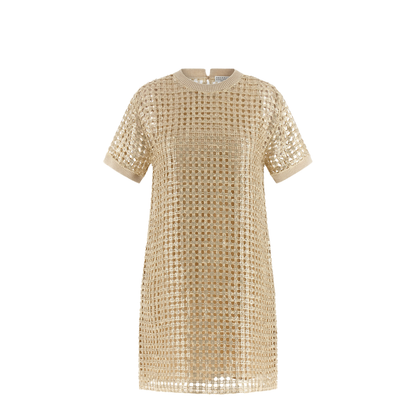 Dazzling Knitted Mini Dress - Yellow - Image 1