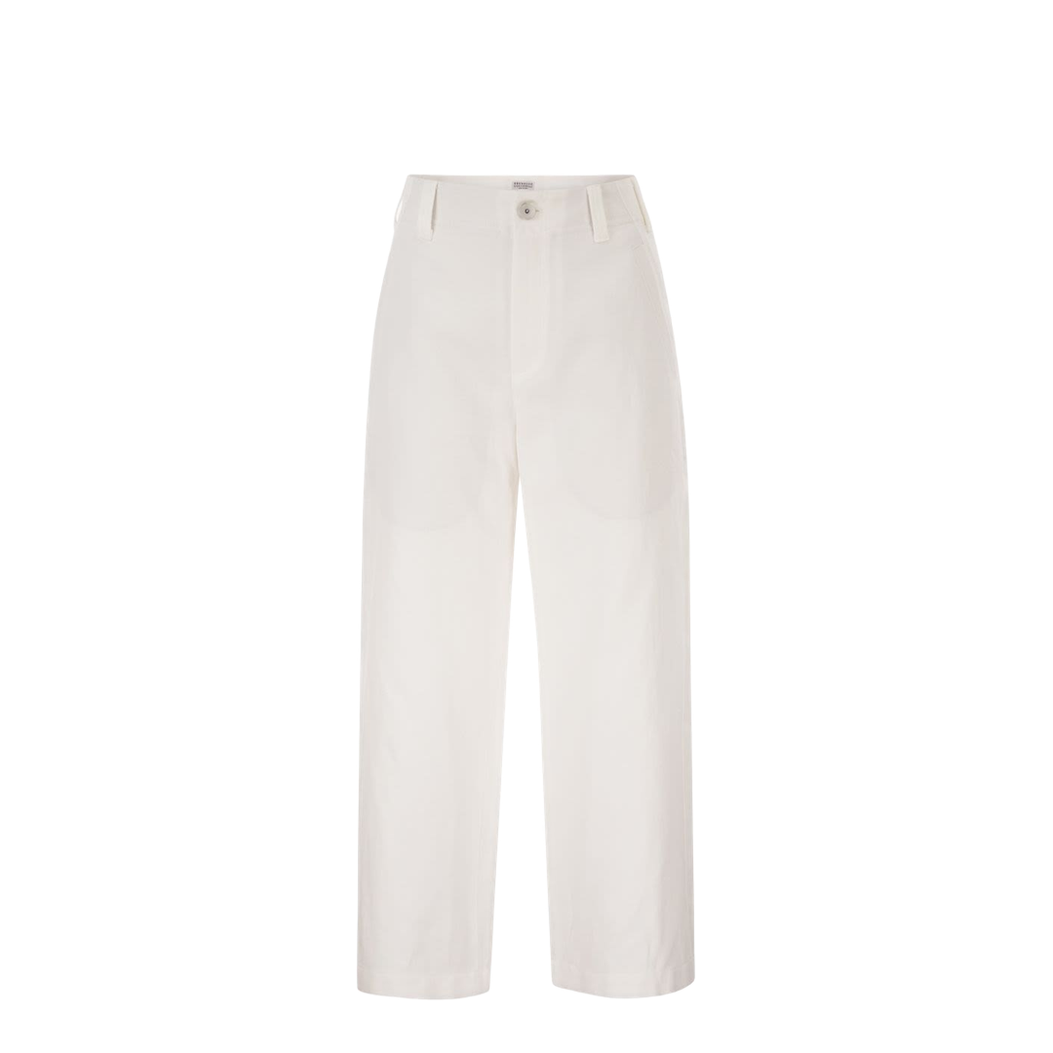 Crop Chino Trousers in Cotton and Linen Gabardine - Image 1