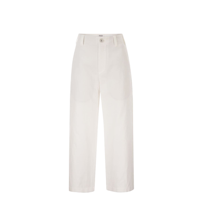 Crop Chino Trousers in Cotton and Linen Gabardine - Image 1