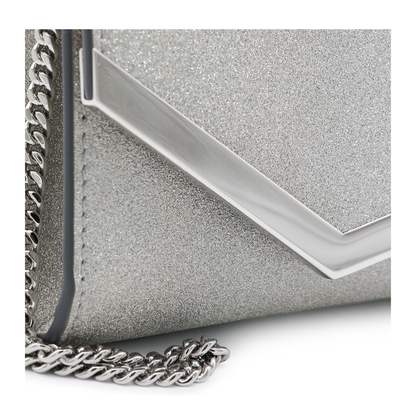 Emmie Small Fine Glitter Leather Clutch - Silver - Image 7