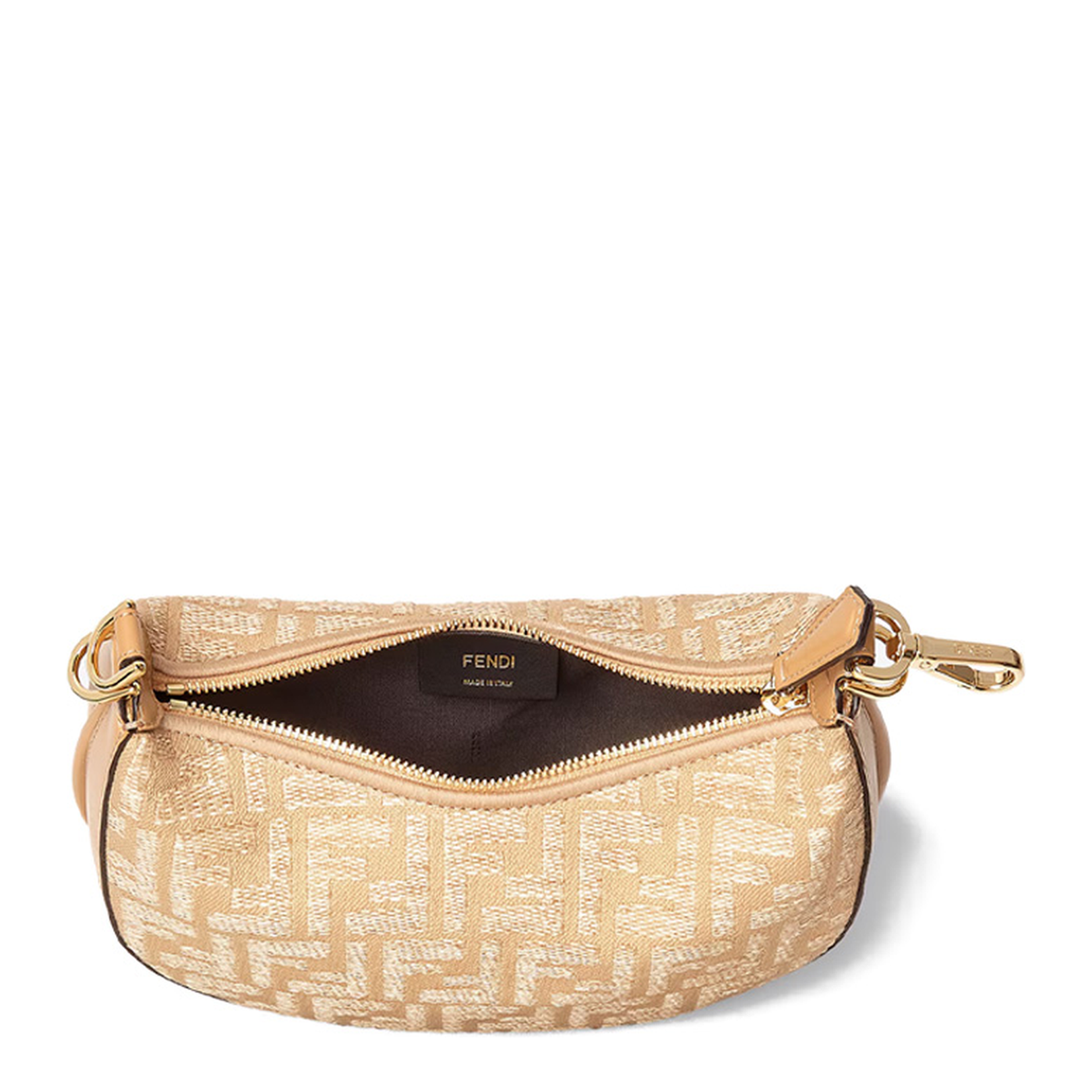 Jacquard Fabric Mini Hobo Bag with Raffia FF - Image 5