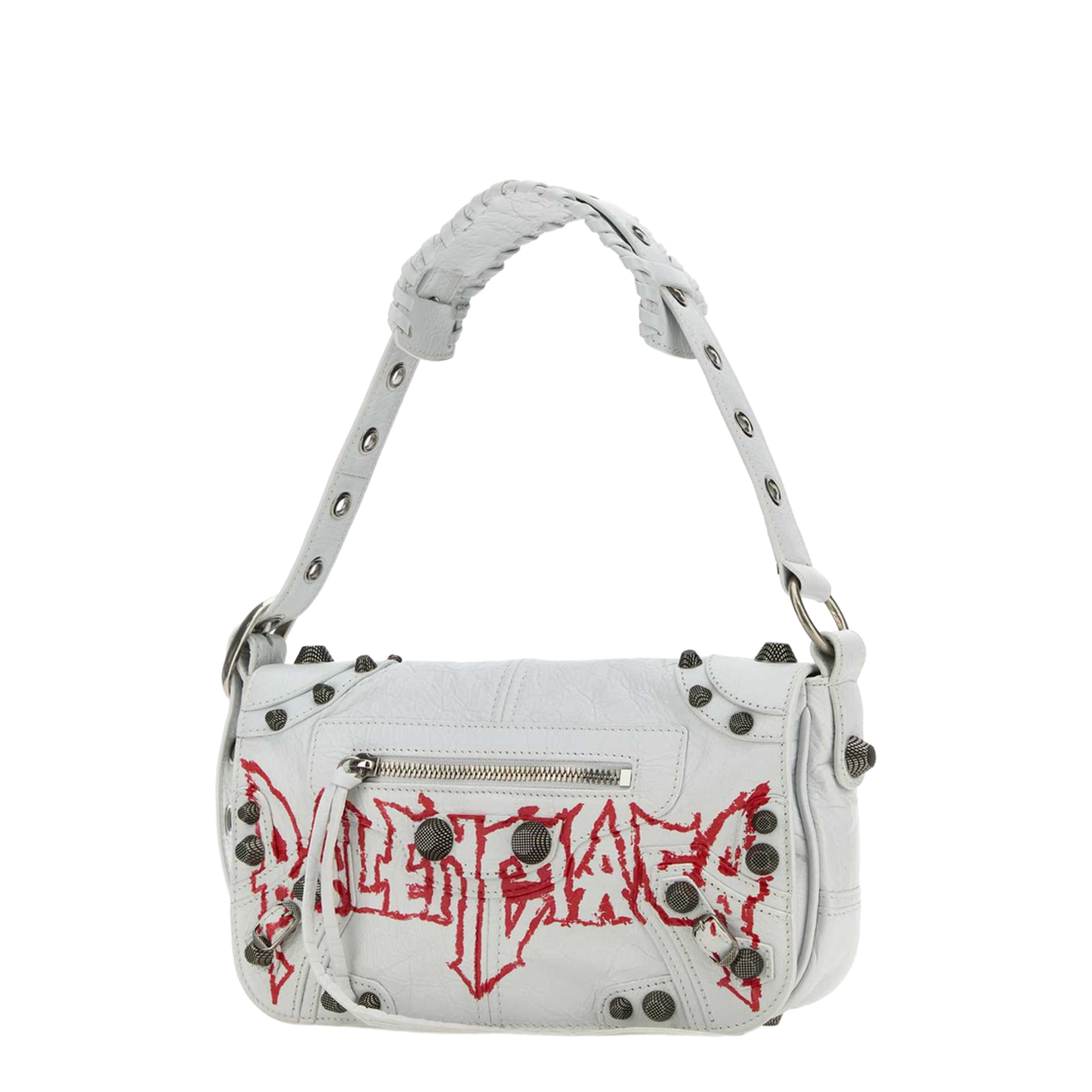 White Leather Cagole XS DIY Metal Crossbody Bag - Image 4