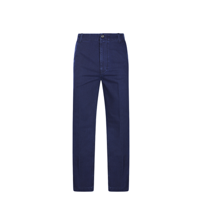 Washed Denim Pant with Embossed Label in Dark Blue - Image 2
