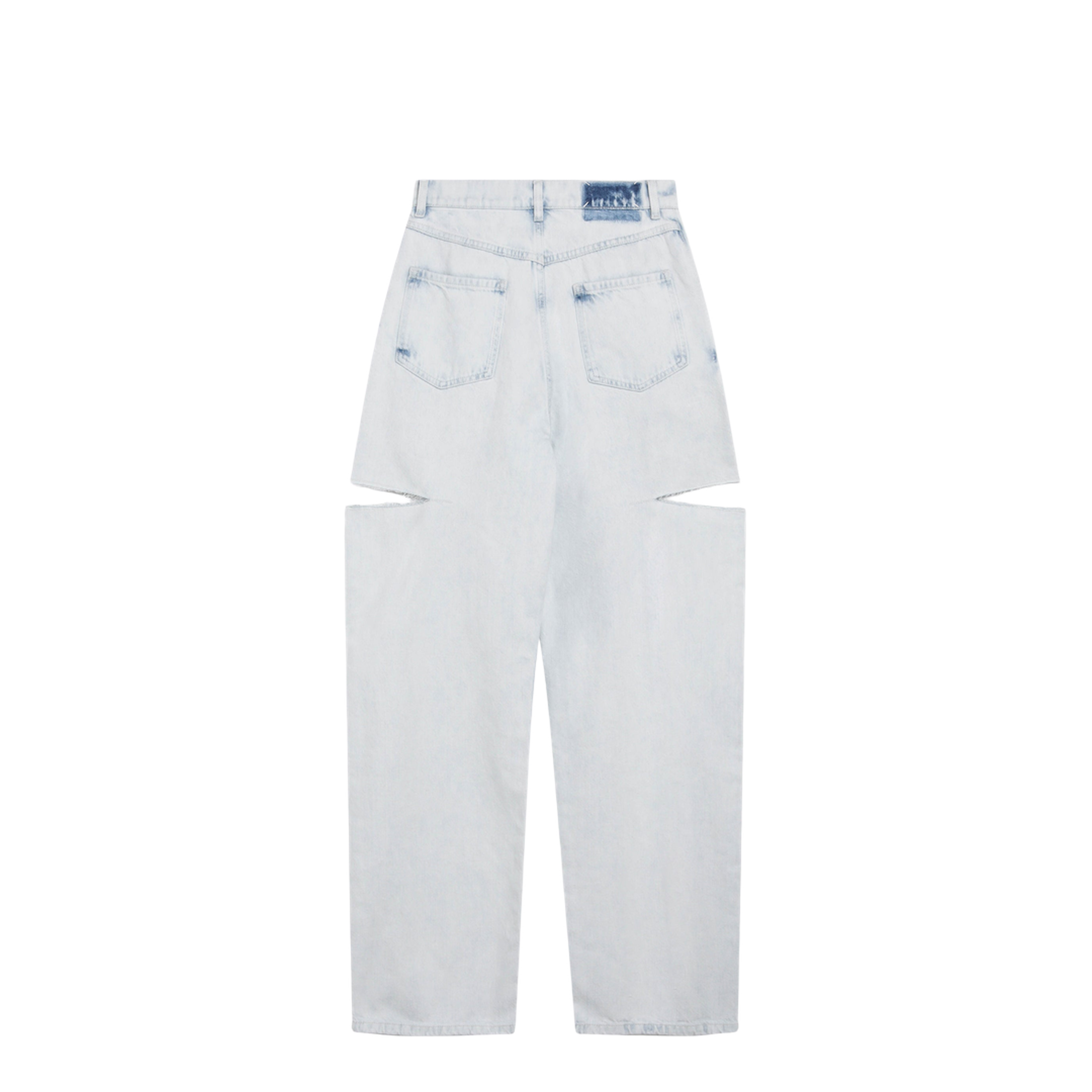 Blue Faded Cotton Jeans with Cut-Out Details - Image 2