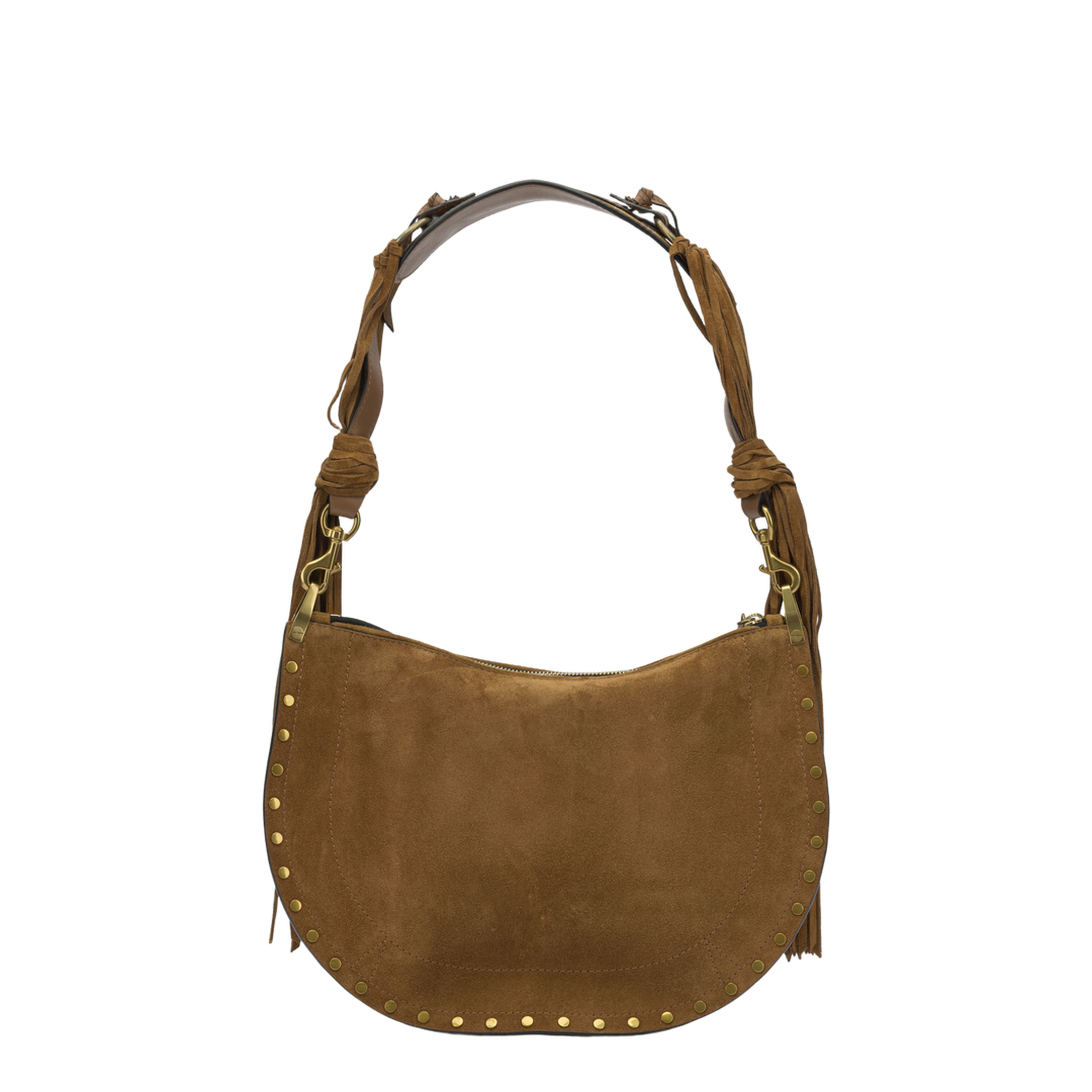 Oskan Soft Zip Medium Braided Suede Calfskin Leather Shoulder Bag - Cognac - Image 3