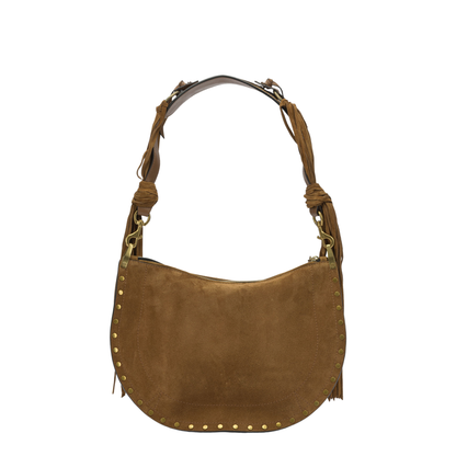 Oskan Soft Zip Medium Braided Suede Calfskin Leather Shoulder Bag - Cognac - Image 3
