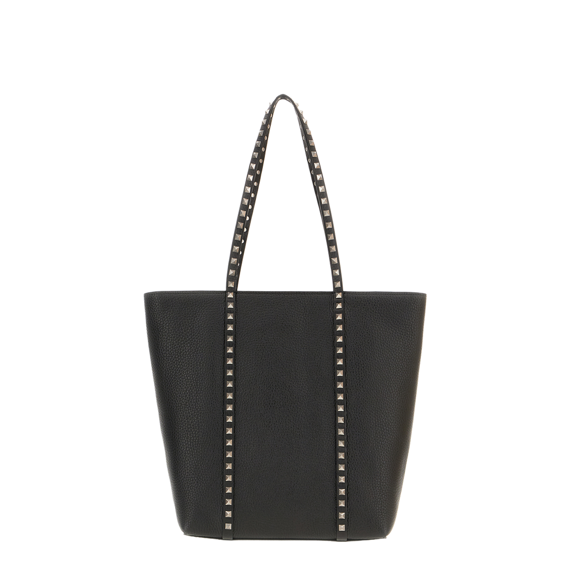 Black Leather Rockstud Shopping Bag - Image 3