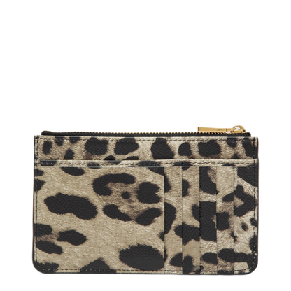 Leopard-print Dauphine leather card holder with zip - Image 2
