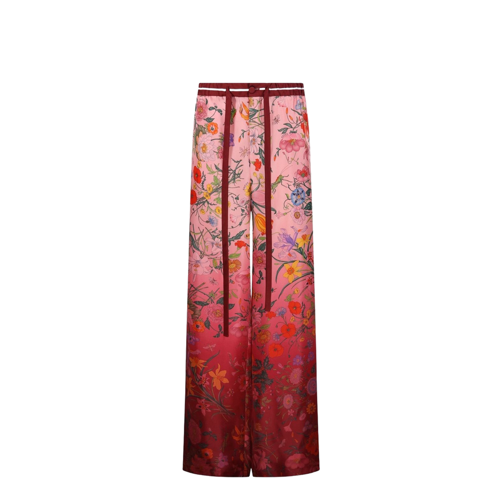 Printed Silk Pants in Pink and Rosso Ancora Red - Image 1