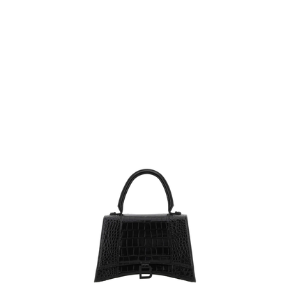 BLACK LEATHER HOURGLASS HANDBAG - Image 1