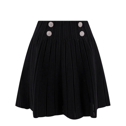 Tweed Pencil Skirt Frayed Hem Black - Image 1