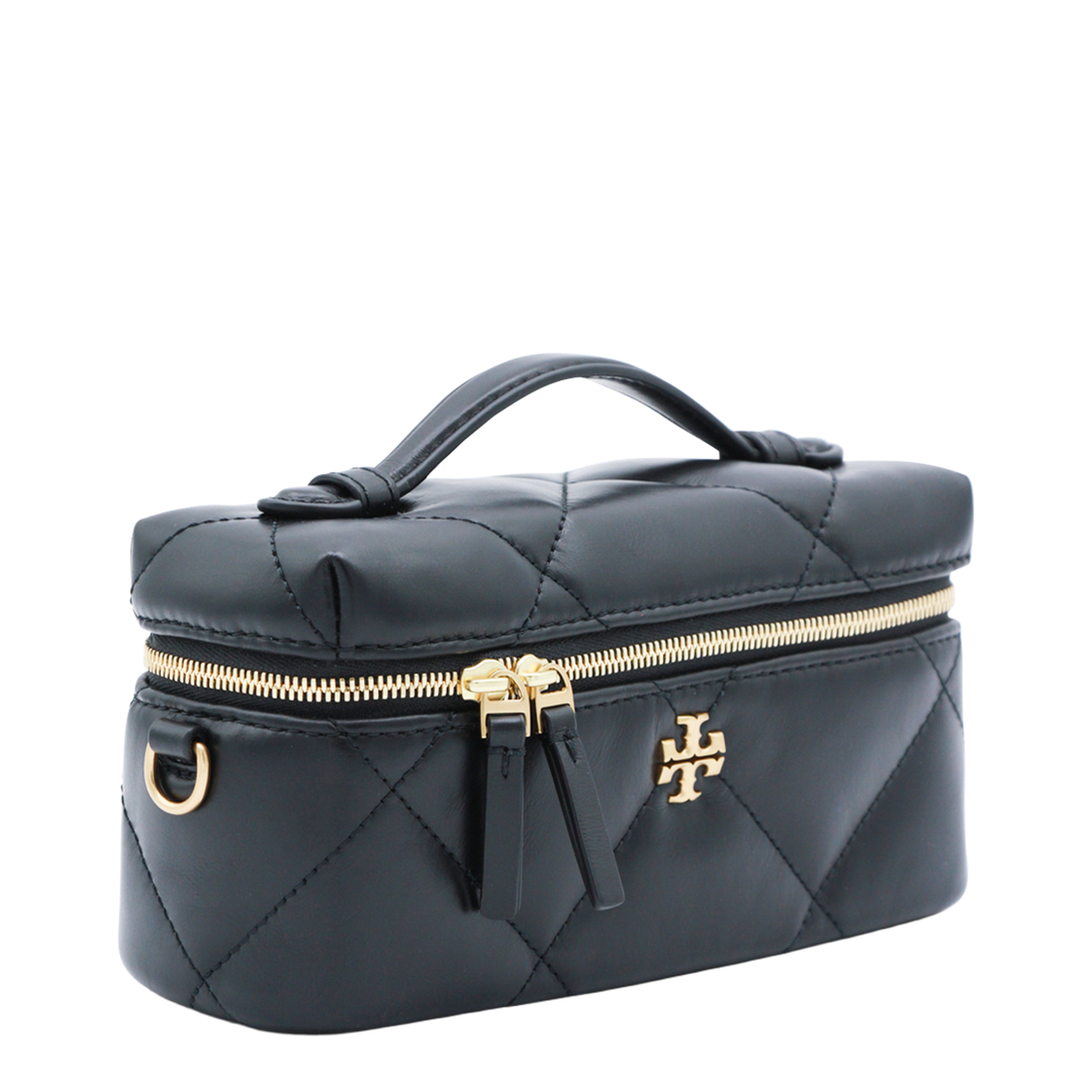 Kira Diamond Quilt Vanity Case - Black - Image 3