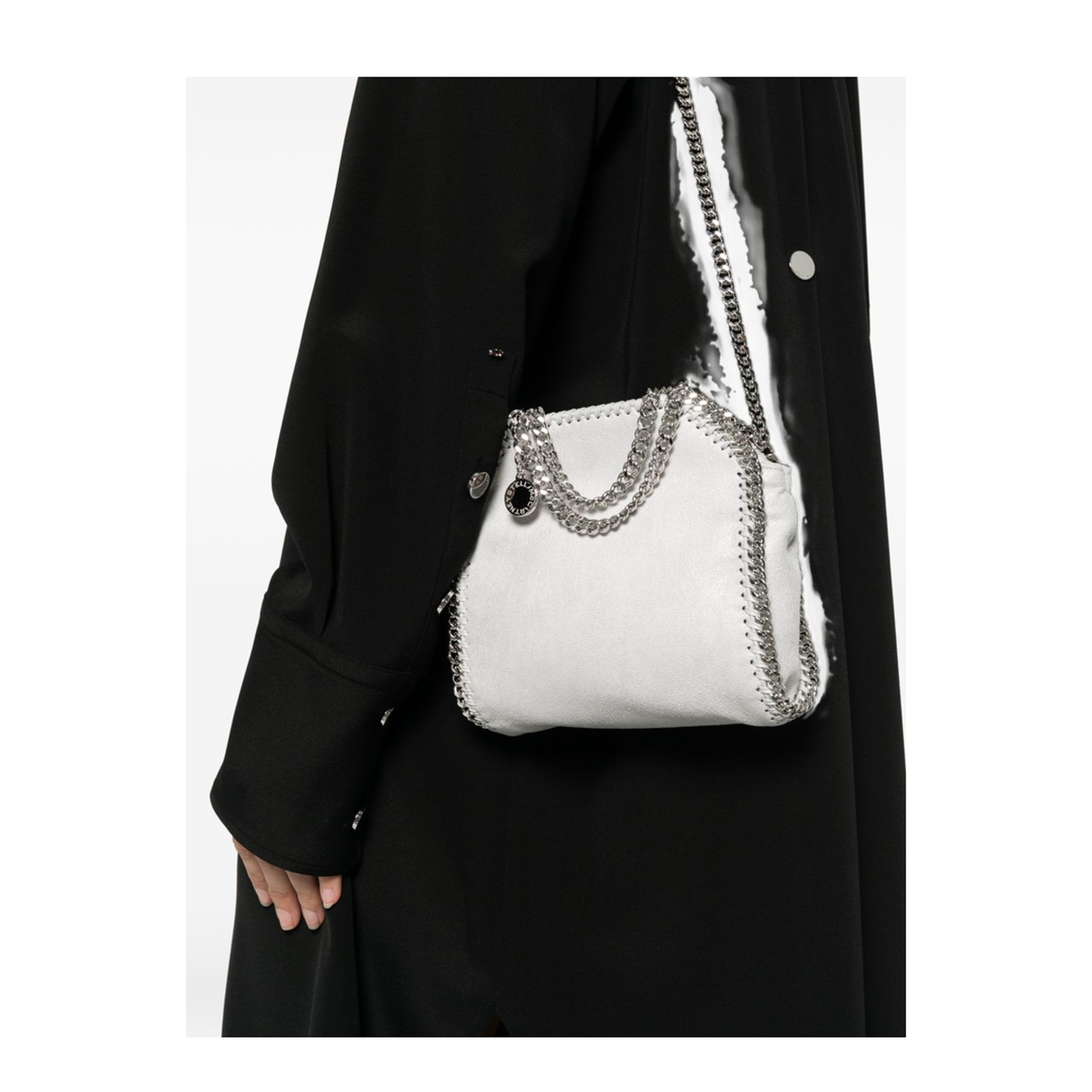 Falabella Tiny Polyester/Polyurethane Tote - Airlite Pearl Grey - Image 3