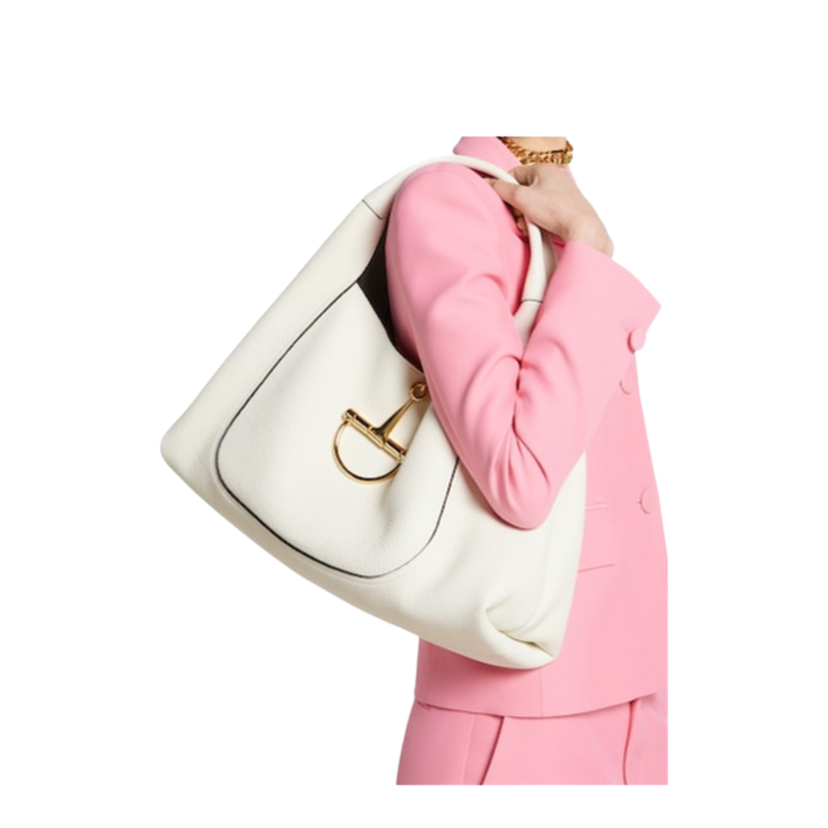 Softbit Maxi Shoulder Bag in White Leather - Image 4